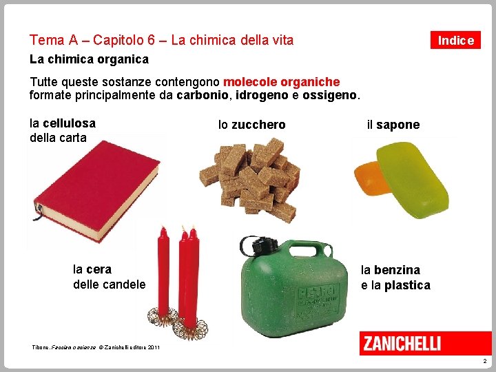 Tema A – Capitolo 6 – La chimica della vita Indice La chimica organica Tema A – Capitolo 6 – La chimica della vita Indice La chimica organica