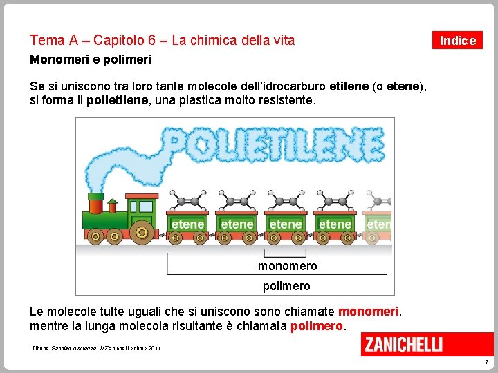Tema A – Capitolo 6 – La chimica della vita Indice Monomeri e polimeri Tema A – Capitolo 6 – La chimica della vita Indice Monomeri e polimeri