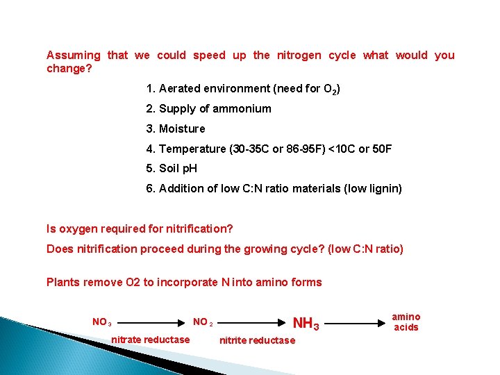 Assuming that we could speed up the nitrogen cycle what would you change? 1.