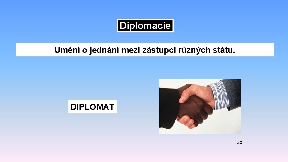 Diplomacie Umění o jednání mezi zástupci různých států. DIPLOMAT č. 2 
