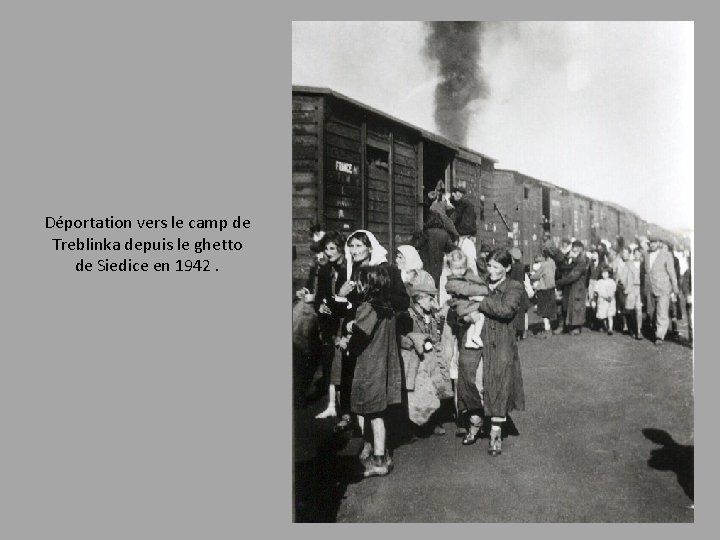 Déportation vers le camp de Treblinka depuis le ghetto de Siedice en 1942. 