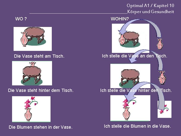 Optimal A 1 / Kapitel 10 _________________________Körper und Gesundheit WO ? Die Vase steht