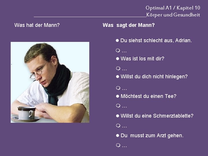 Optimal A 1 / Kapitel 10 _________________________Körper und Gesundheit Was hat der Mann? Was