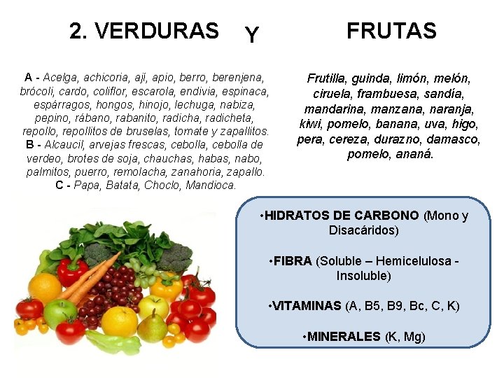 2. VERDURAS FRUTAS Y A - Acelga, achicoria, ají, apio, berro, berenjena, brócoli, cardo,