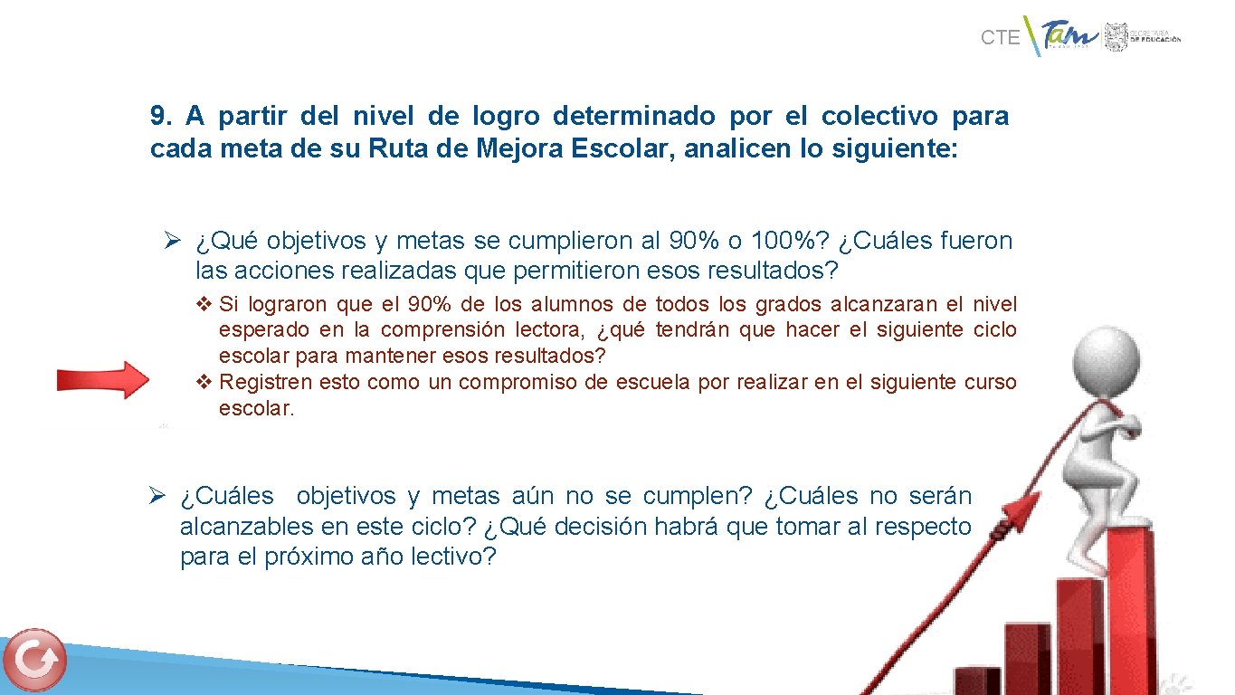 CTE 9. A partir del nivel de logro determinado por el colectivo para cada