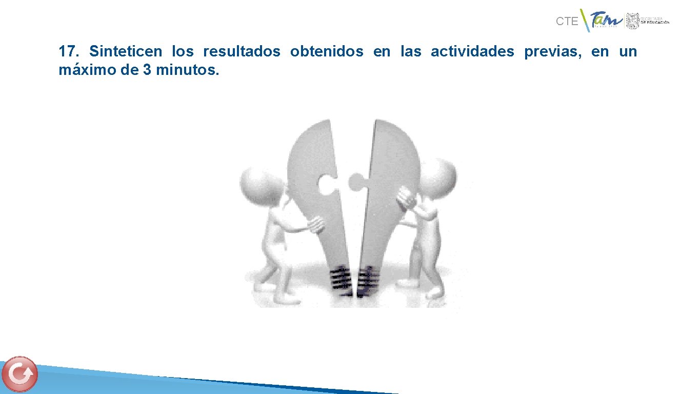 CTE 17. Sinteticen los resultados obtenidos en las actividades previas, en un máximo de