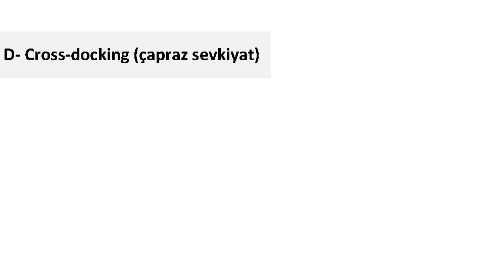 D- Cross-docking (çapraz sevkiyat) 