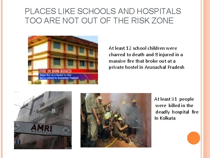 PLACES LIKE SCHOOLS AND HOSPITALS TOO ARE NOT OUT OF THE RISK ZONE At