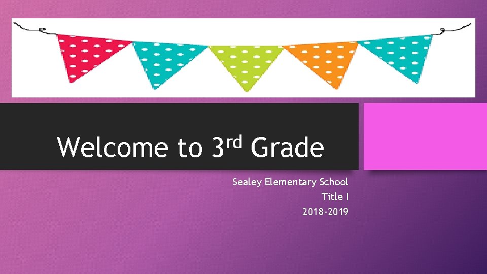 Welcome to rd 3 Grade Sealey Elementary School Title I 2018 -2019 