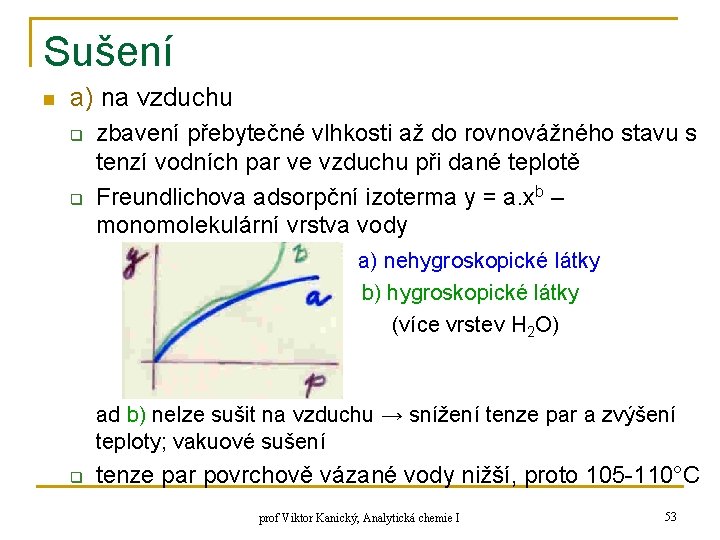 Sušení n a) na vzduchu q q zbavení přebytečné vlhkosti až do rovnovážného stavu