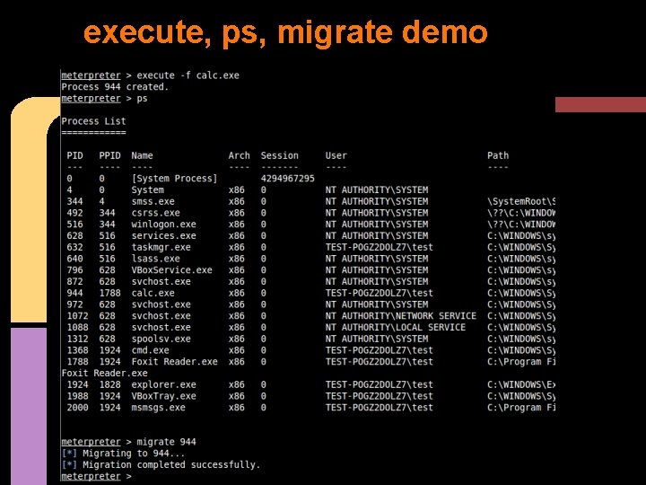 execute, ps, migrate demo 