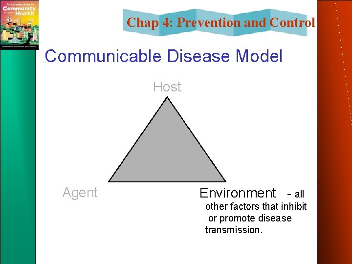Chap 4: Prevention and Control Communicable Disease Model Host Agent Environment - all other