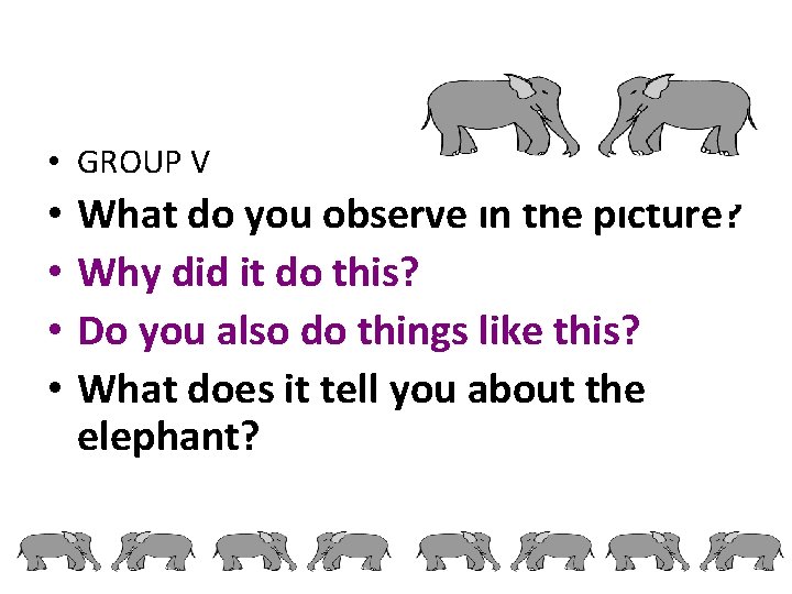  • GROUP V • • What do you observe in the picture? Why