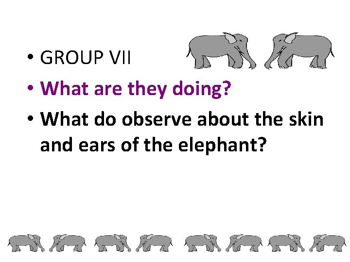  • GROUP VII • What are they doing? • What do observe about