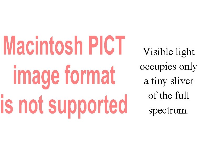 Visible light occupies only a tiny sliver of the full spectrum. 