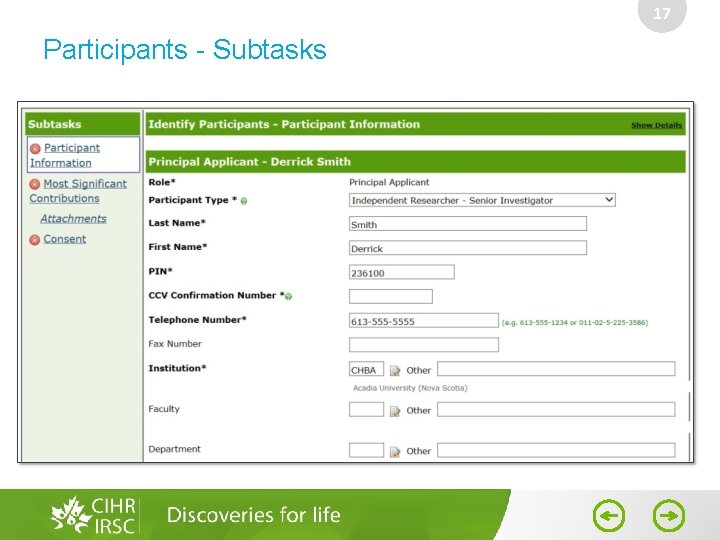 17 Participants - Subtasks 
