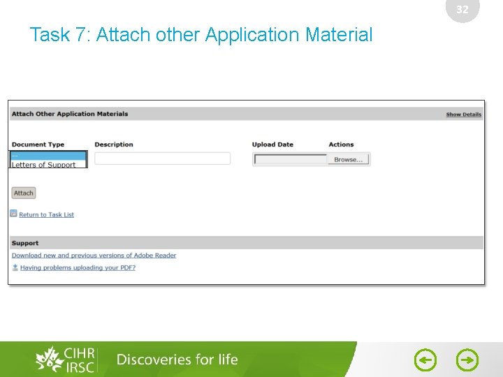 32 Task 7: Attach other Application Material 