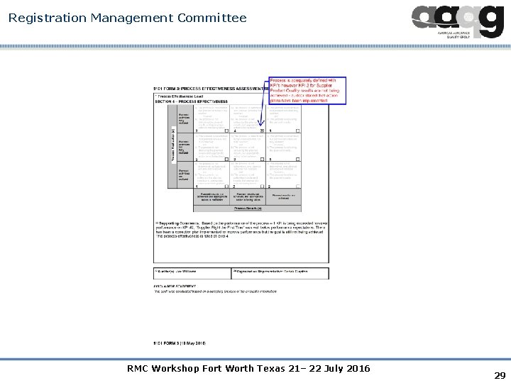 Registration Management Committee RMC Workshop Fort Worth Texas 21– 22 July 2016 29 