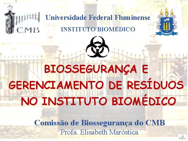 Universidade Federal Fluminense INSTITUTO BIOMÉDICO BIOSSEGURANÇA E GERENCIAMENTO DE RESÍDUOS NO INSTITUTO BIOMÉDICO Comissão