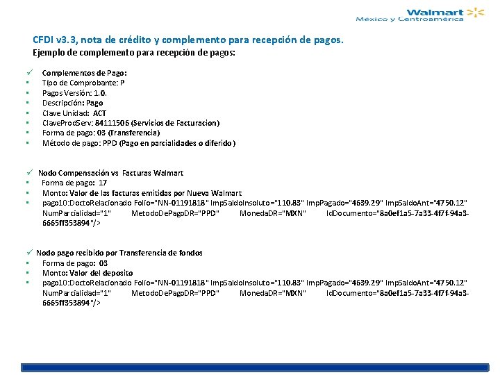 CFDI v 3. 3, nota de crédito y complemento para recepción de pagos. Ejemplo