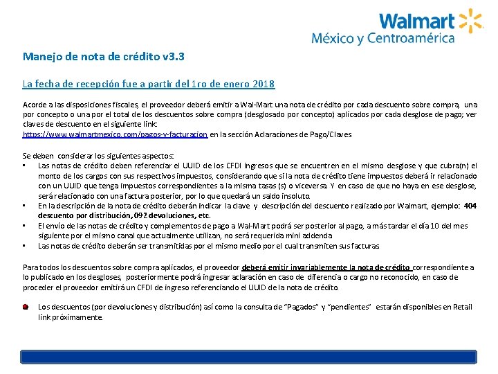 Manejo de nota de crédito v 3. 3 La fecha de recepción fue a