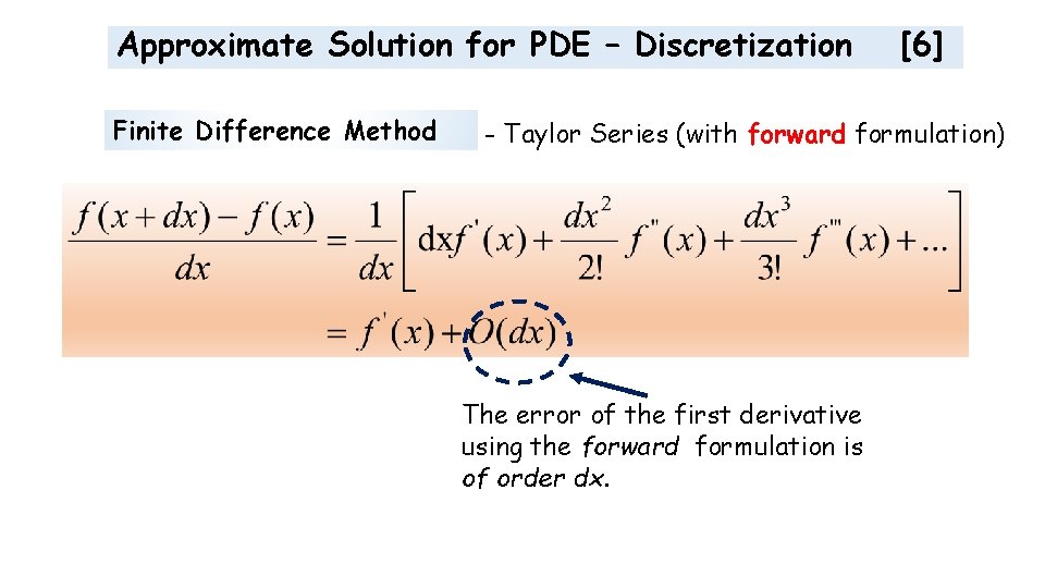 Approximate Solution for PDE – Discretization Finite Difference Method [6] - Taylor Series (with