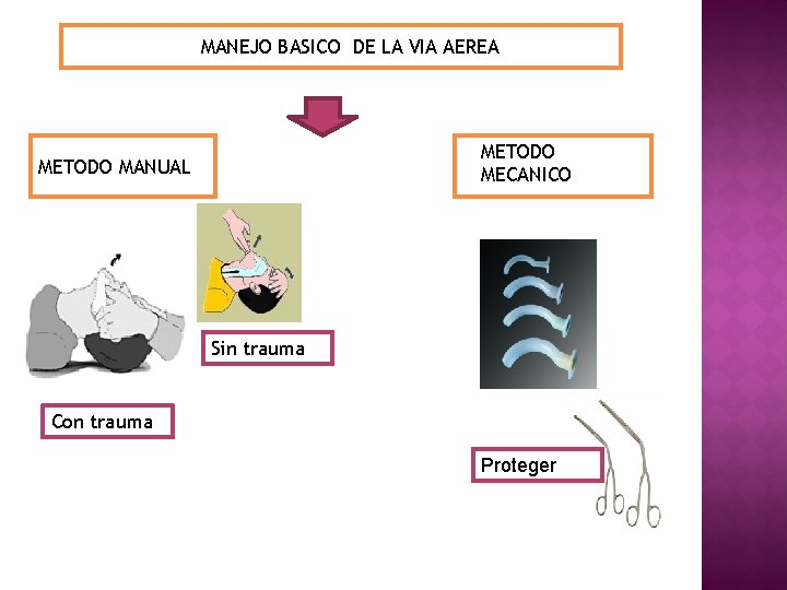 MANEJO BASICO DE LA VIA AEREA METODO MECANICO METODO MANUAL Sin trauma Con trauma