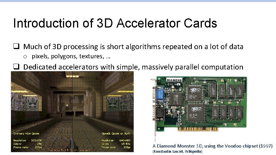 Introduction of 3 D Accelerator Cards q Much of 3 D processing is short