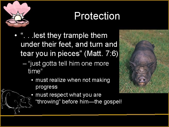 Protection • “. . . lest they trample them under their feet, and turn