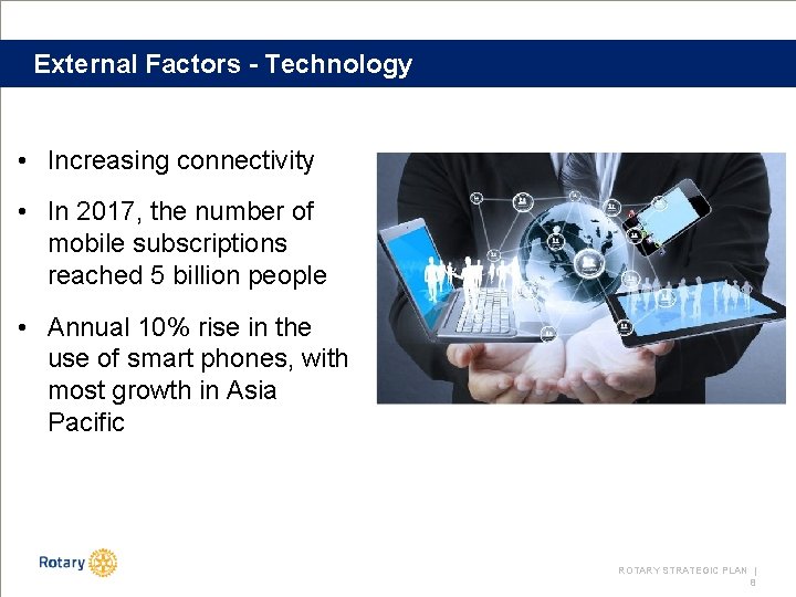 External Factors - Technology • Increasing connectivity • In 2017, the number of mobile