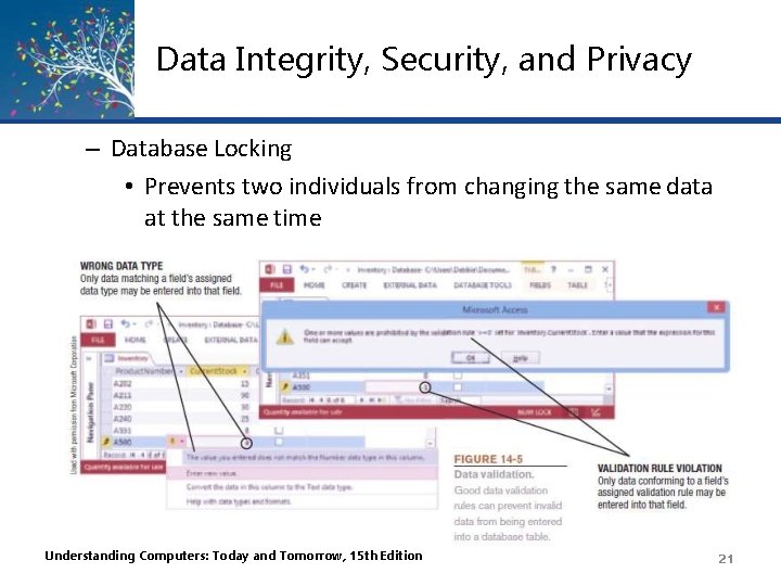 Data Integrity, Security, and Privacy – Database Locking • Prevents two individuals from changing