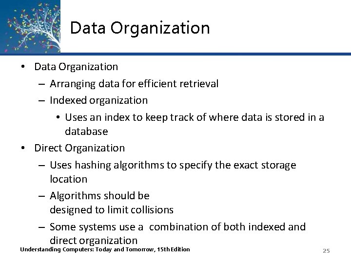 Data Organization • Data Organization – Arranging data for efficient retrieval – Indexed organization