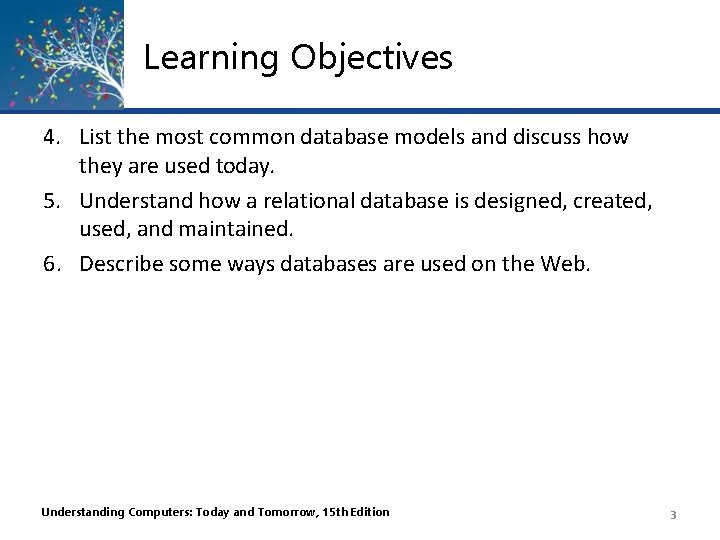 Learning Objectives 4. List the most common database models and discuss how they are