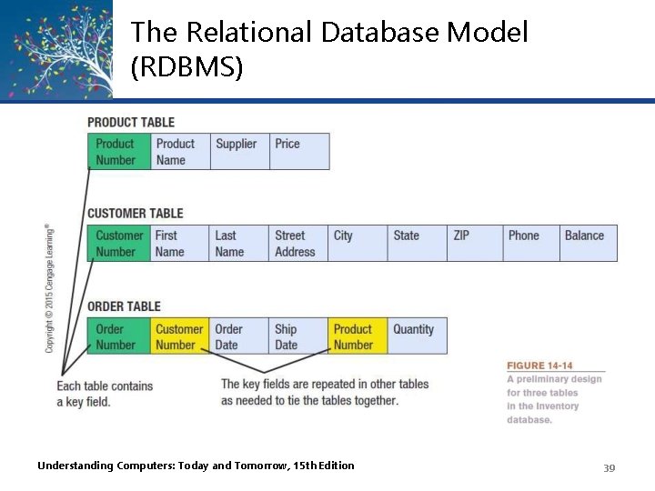 The Relational Database Model (RDBMS) Understanding Computers: Today and Tomorrow, 15 th Edition 39
