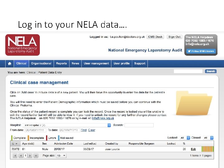 Log in to your NELA data…. 