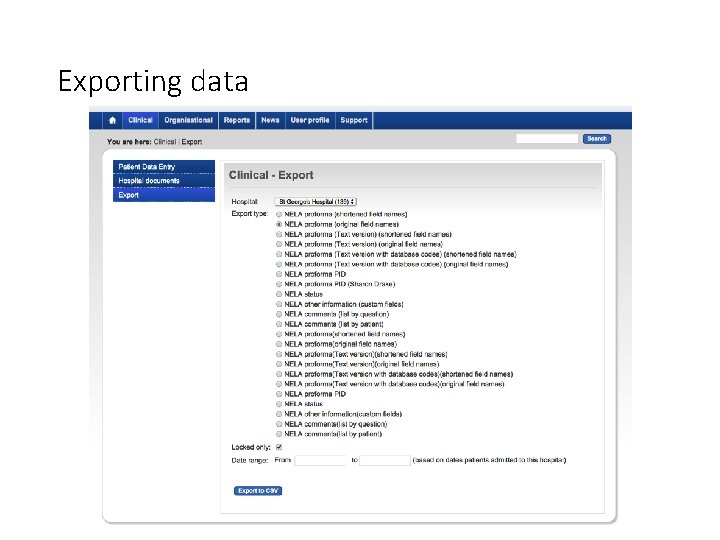 Exporting data 