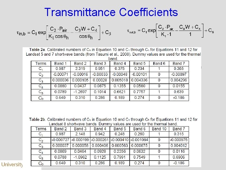 Transmittance Coefficients 