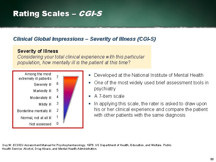 Rating Scales – CGI-S Clinical Global Impressions – Severity of Illness (CGI-S) Severity of