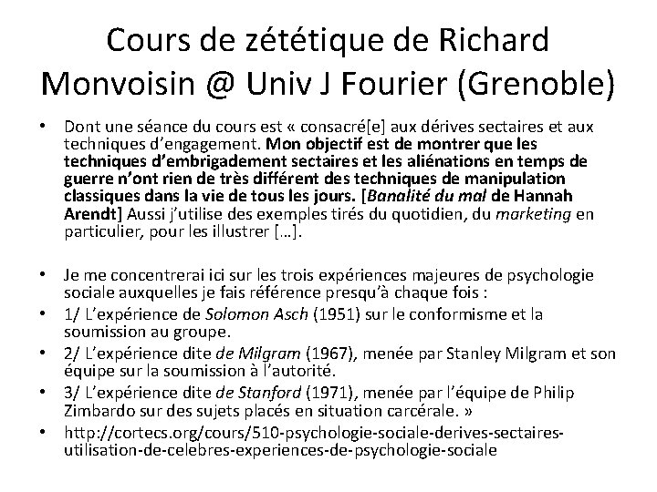 Cours de zététique de Richard Monvoisin @ Univ J Fourier (Grenoble) • Dont une Cours de zététique de Richard Monvoisin @ Univ J Fourier (Grenoble) • Dont une