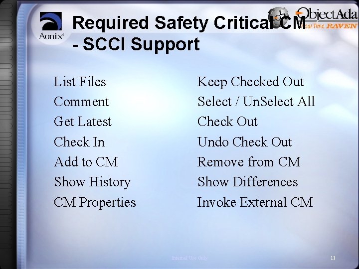 Required Safety Critical CM - SCCI Support List Files Comment Get Latest Check In