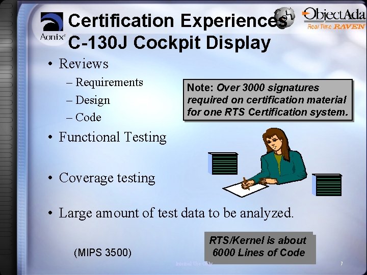Certification Experiences C-130 J Cockpit Display • Reviews – Requirements – Design – Code
