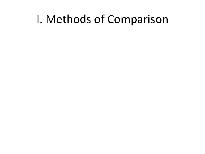 I. Methods of Comparison 