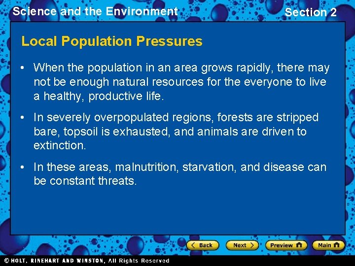 Science and the Environment Section 2 The Environment
