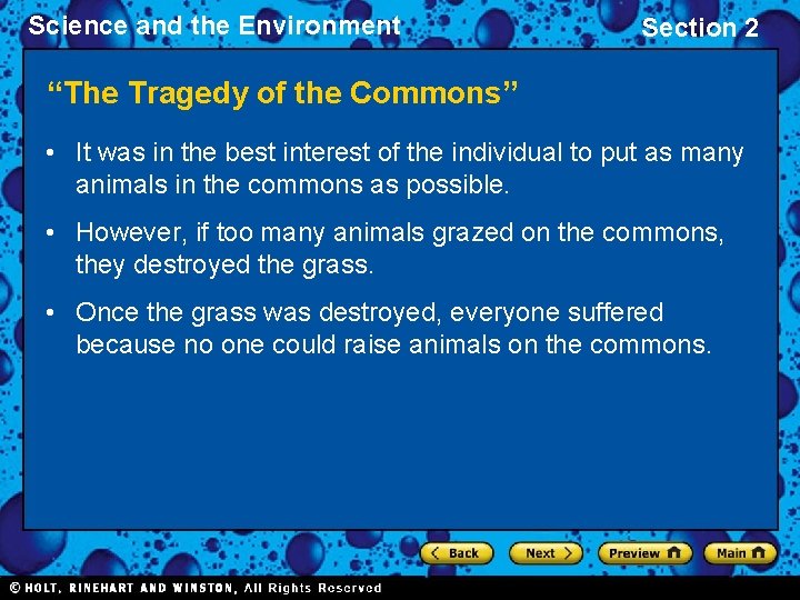 Science and the Environment Section 2 “The Tragedy of the Commons” • It was Science and the Environment Section 2 “The Tragedy of the Commons” • It was