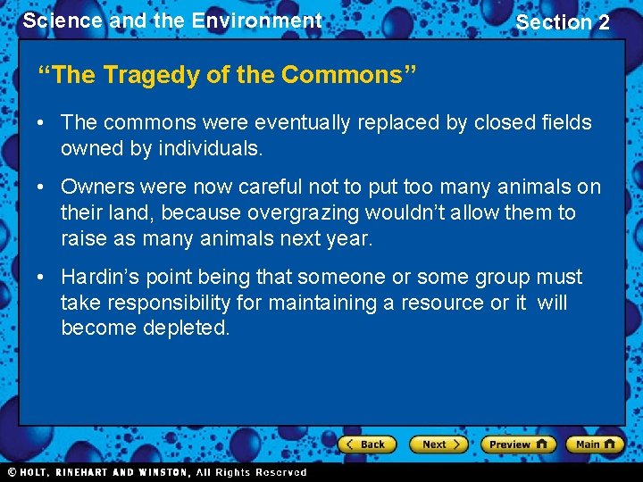 Science and the Environment Section 2 “The Tragedy of the Commons” • The commons Science and the Environment Section 2 “The Tragedy of the Commons” • The commons