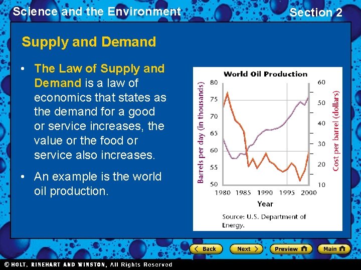 Science and the Environment Supply and Demand • The Law of Supply and Demand Science and the Environment Supply and Demand • The Law of Supply and Demand