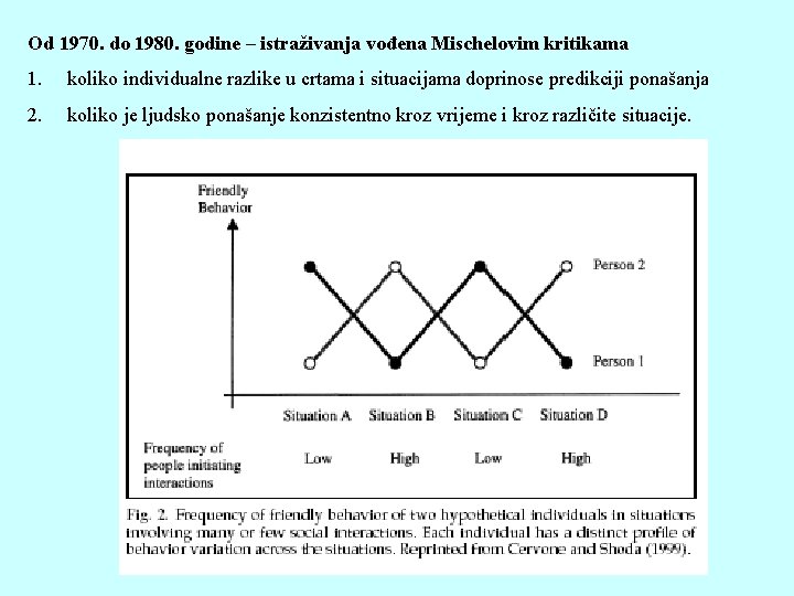 Od 1970. do 1980. godine – istraživanja vođena Mischelovim kritikama 1. koliko individualne razlike