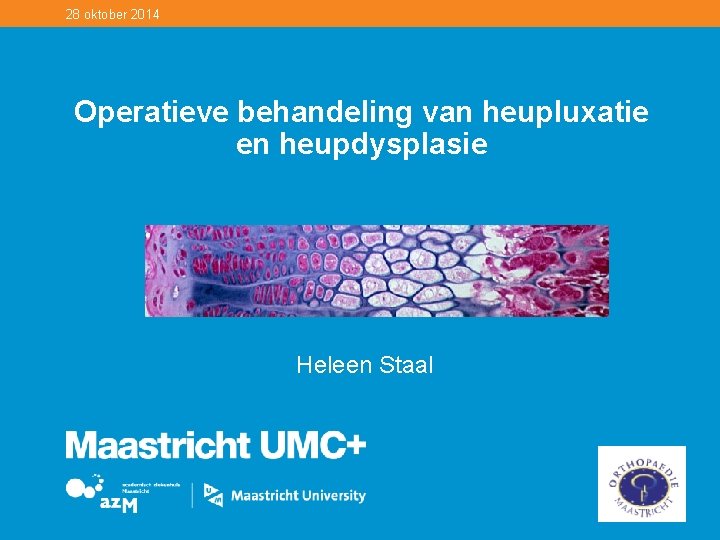 28 oktober 2014 Operatieve behandeling van heupluxatie en heupdysplasie Heleen Staal 