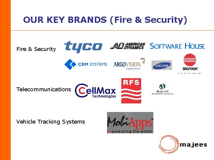 OUR KEY BRANDS (Fire & Security) Fire & Security Telecommunications Vehicle Tracking Systems 