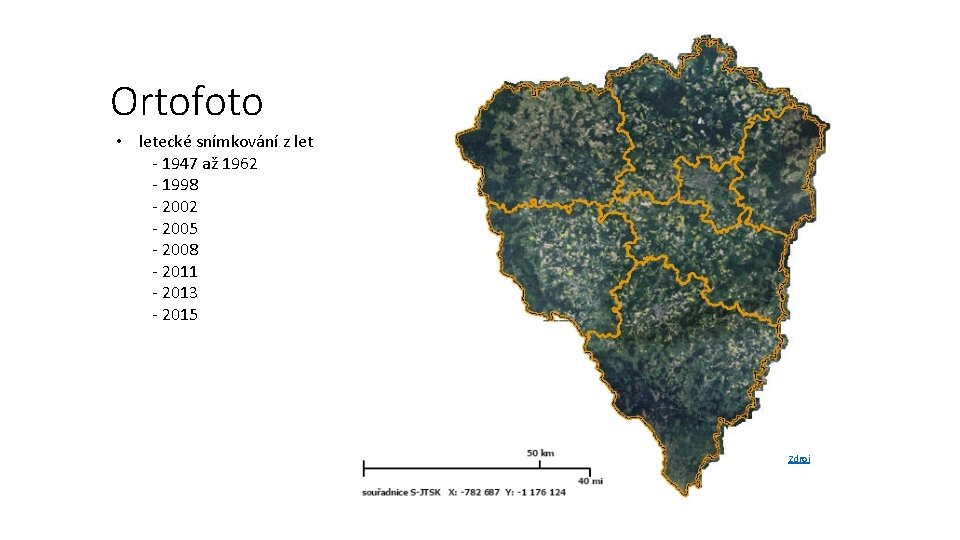 Ortofoto • letecké snímkování z let - 1947 až 1962 - 1998 - 2002